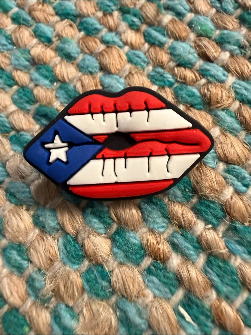 Patriotic Lips Flag Enamel Pin - Red, White & Blue bag or shoe accessories